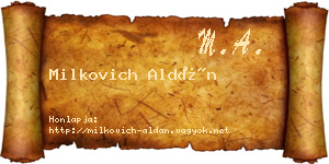 Milkovich Aldán névjegykártya